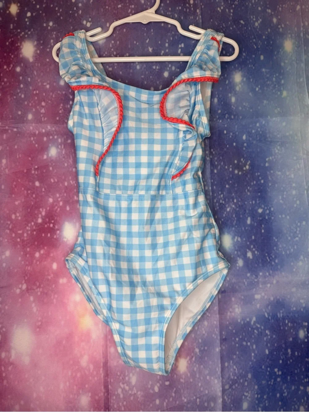 New cat & Jack blue gingham one pice swimsuit